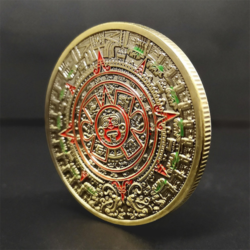 Imagen 10 de 12 de Moneda De Bronce Maya Pirámide Maya Medallón Conmemorativo