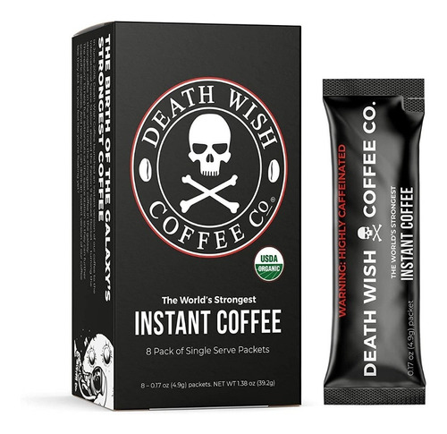 Café Death Wish Coffee Instantáneo Tostado Oscuro, 8 Pack