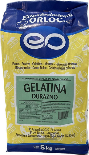 Gelatina De Durazno Orloc X 5 Kg En Polvo