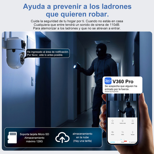 Cámara De Seguridad Wifi Exterior 8MP Doble Lente con Alarma Security Camera Surveillance Dual Screen Auto Tracking Full Color Outdoor IP Cameras 8x Zoom color Banco