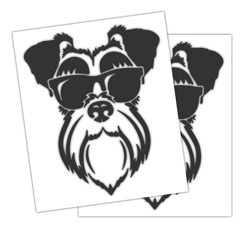 Calcomanías Stickers Vinil Schnauzer Con Lentes Perro Tierno