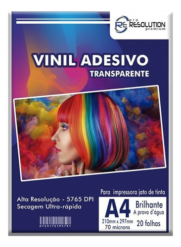 Vinil Adesivo A4 Semi-transp Pro Resolution 70microns 20fls Cor Transparente