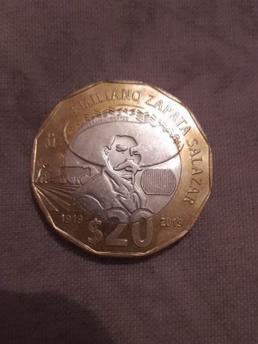 Moneda De $20 De Emiliano Zapata Salazar 