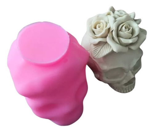 Molde Silicon Calavera Cráneo Bouquet Rosas Día De Muertos