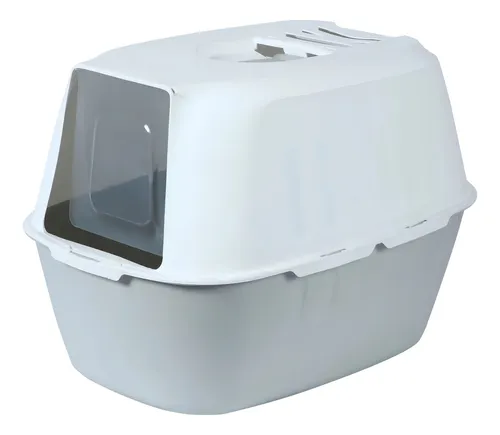 Arenero Cerrado Para Gato Cúpula Sanitaria Perro Color Gris Blanco Xl Caja Sanitaria Grande