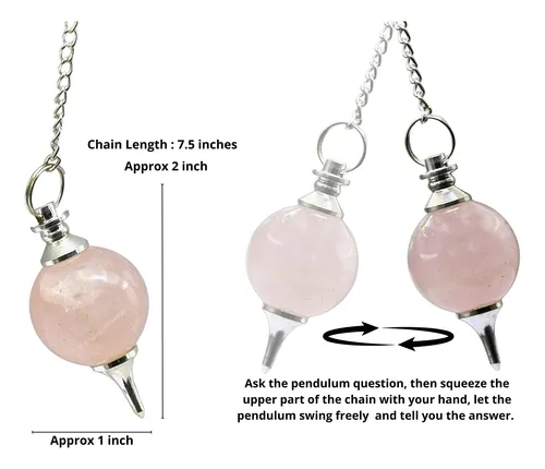 Pendulo De Bola De Cristal De Cuarzo Rosa Para Adivinacion