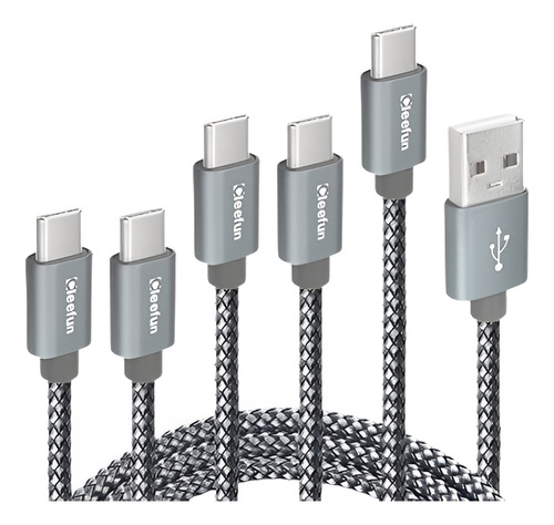 Cable Usb C Duradero De Nylon Con Malla, [5-pack, 3 Pies 3 P