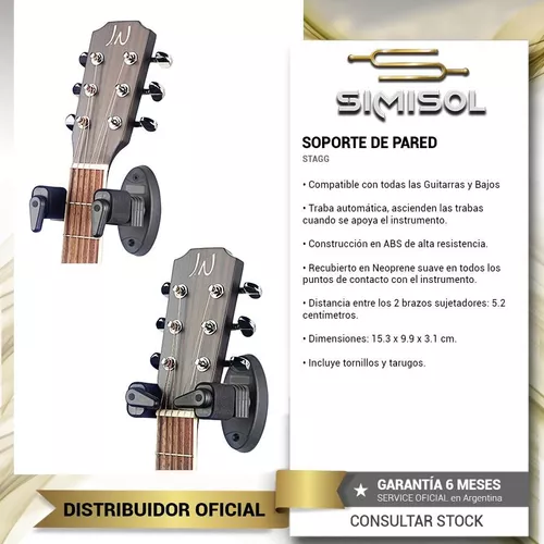 Soporte Pared Guitarra Bajo Traba Automatica Autolock Stagg