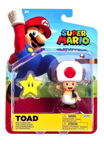 Figura Nintendo Súper Mario Bross 10cm Toad + Superestrella