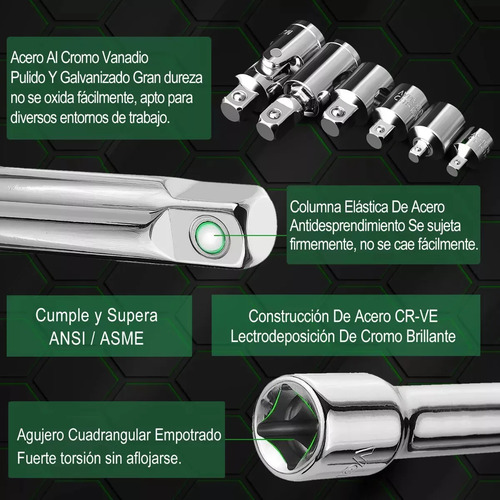Ycrigns® Juego De Llaves De Tubo Con Llave Carraca Y Extensión 20pzs