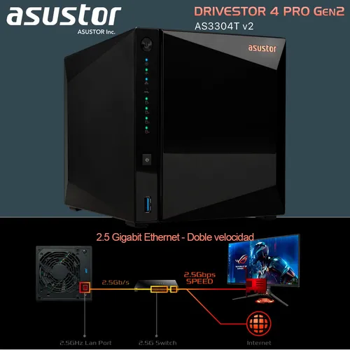 Nas 4 Bahias Asustor Drivestor 4 Pro As3304t V2