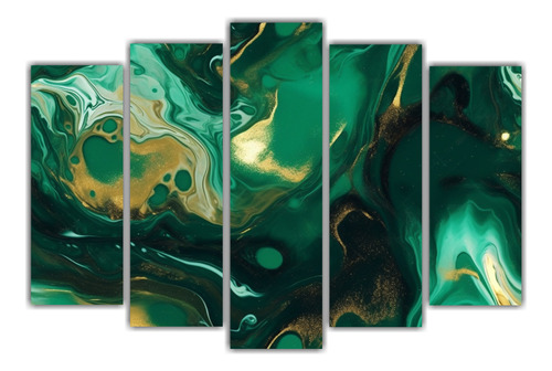 100x65cm Cuadro Fondo Esmeralda Perlado Fluida Bastidor Made