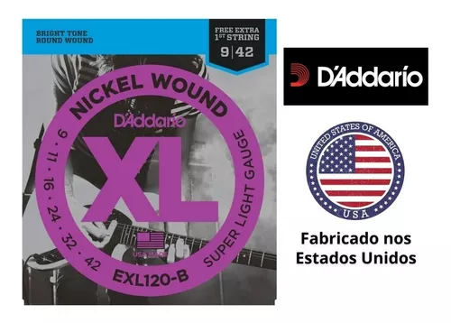 Encordoamento D'addario Exl120b Guitarra 09 + Mi Extra Pl09