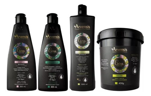 Kit Arvensis Cachos Shampoo Cond Ativ Crespo 500ml Masc 450g