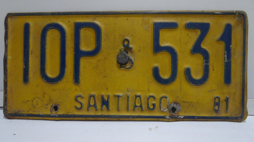 Placa Patente Antigua Chilena, Santiago 81