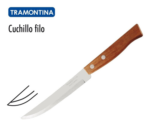 8 Cuchillo Asado Liso Tramontina Mango Madera