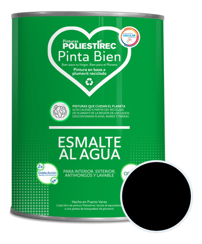 Esmalte Al Agua Negro Litro