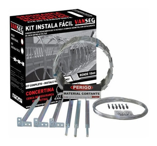 Kit Cerca Concertina 315mm Oriço Farpado Rende 10 Mt 3 Haste