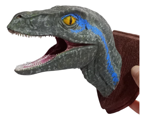 Dinosaurio Blue Jurassic World Impresa 3d Pintada A Mano