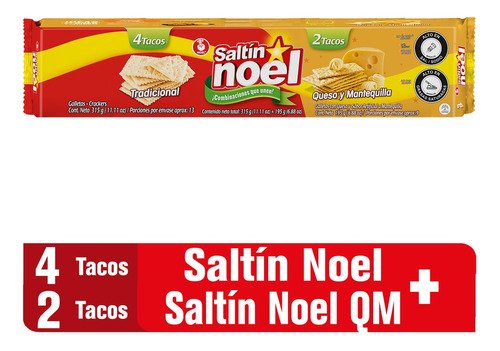 Galleta Saltin Noel Mix  4 Tacos Rojo + 2 Tacos Queso