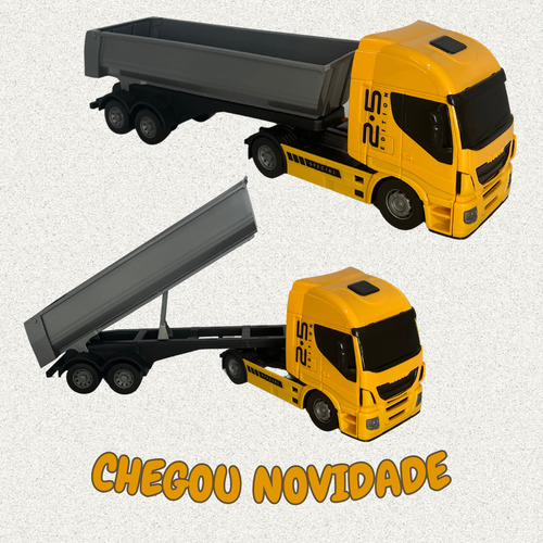 Caminhão Basculante Carreta Construção Iveco Caçamba Cor Amarelo Usual Brinquedos