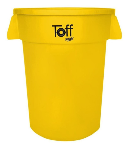Bote De Basura Toff 121l Con Asas Color Amarillo