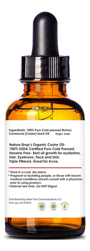 Aceite De Ricino Orgánico Nature Drop, 30 Ml, 100% Usado, Pr