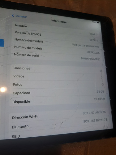 Ipad A1893 Para Partes O Arreglar Leer Bien Gris Claro (Usado)