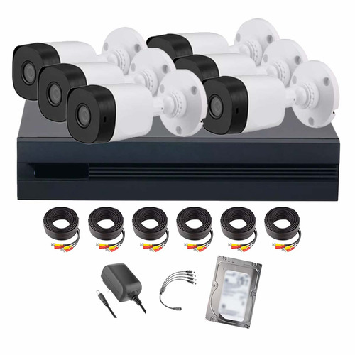 Dahua Kit de Videovigilancia 6 Cámaras KITXVR1B04-I-6CC3 Cámaras de Seguridad Exterior 3 TB Alta Resolución con Sensor de Reconocimiento Circuito Cerrado KITXVR1B04-I CCTV