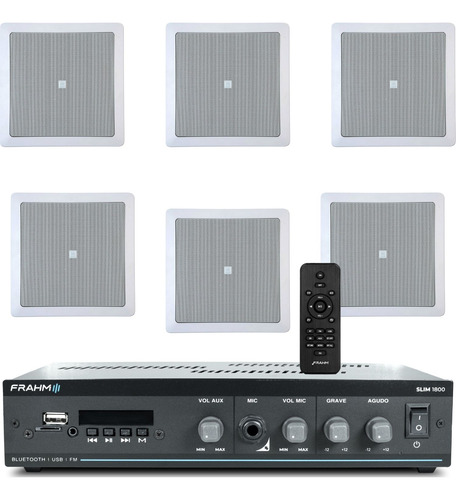Kit Som Ambiente Slim 1800 Bluetooth Frahm + 6 Arandela Jbl