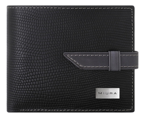 Billetera Miura Hombre Mod.cleus Cuero Natural Con Accesorio