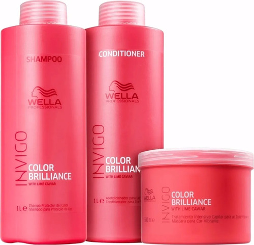 Wella Invigo Color Brilliance Shampoo + Cond + Másc 500g
