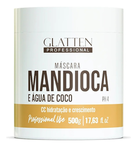 Mascara Capilar Glatten De Mandioca Y Agua De Coco 500gr