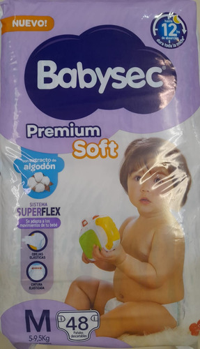 Pañales Babysec Premium Hiper Pack M 48unid.