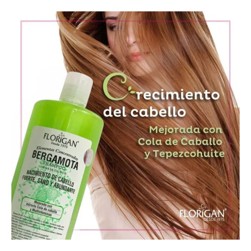 Shampoo Bergamota Elementos Concentrados Florigan® 1lt 2pzas