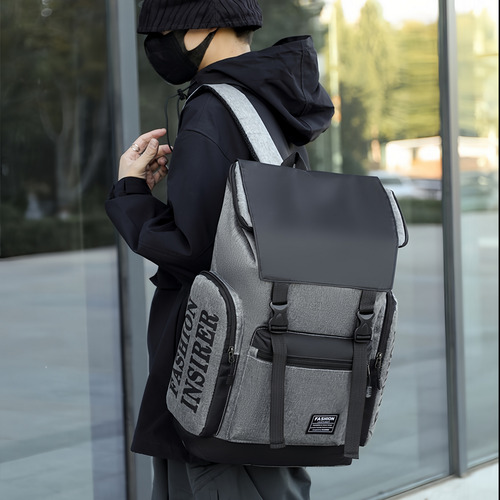 Mochila Antirrobo Impermeable A Portátil Mochila De Viaje Gris Liso