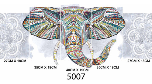 Cuadro Escalonado  Elefante De Frente 5007