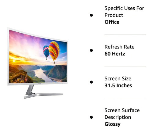 Monitor Samsung Curved 32" Full HD Blanco LED HDMI.