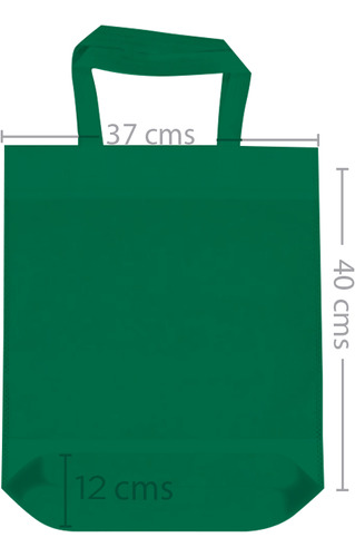 50 Bolsas Ecológica Promo Con Asa Y Fuelle Inferior Myecobag Color Verde bandera Liso