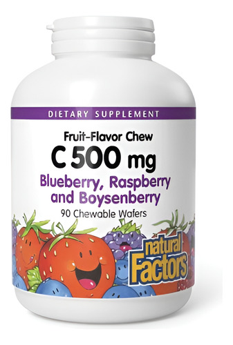 Vitamina C 500 Mg Natural Factors Mora Azul Frambuesas Arandanos