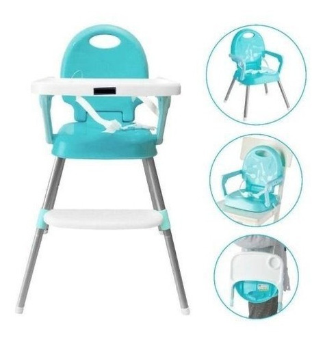 Silla Comedor Bebe 3 En 1 +obsequio Sorpresa- Azul