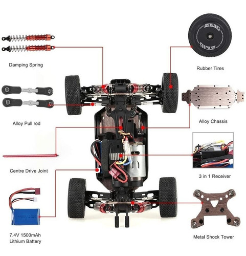 Imagen 6 de 9 de Auto Rc Wltoys 144001 60km/h Alta Velocidad 1:14 2.4ghz