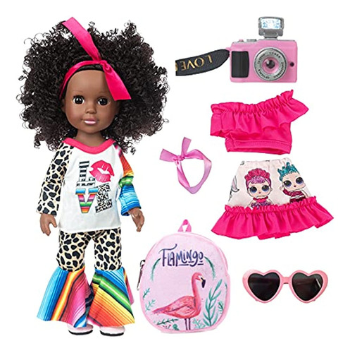 Xfeyue Muñeca Negra De 14.5 Pulgadas Ropa Y Accesorios Para 