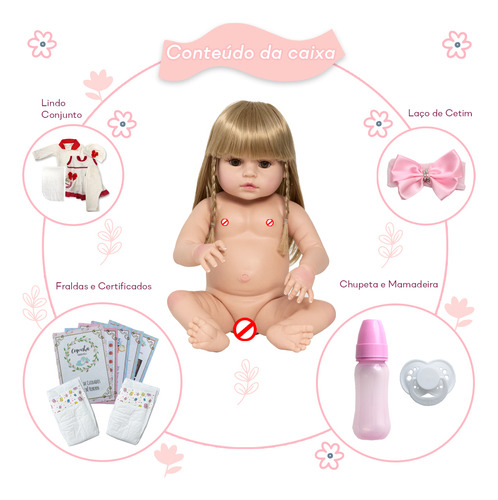 Boneca Reborn Grande Loira Recém Nascida 46cm Lindos Itens