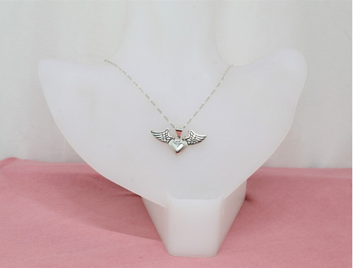 Precioso Collar Plata D Ley 925 Corazon Alas Vuela C1011