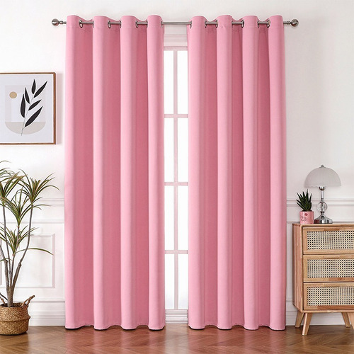  DANNIEER Cortina Blackout de 214cm x 132cm lisa color rosa - pack por 2