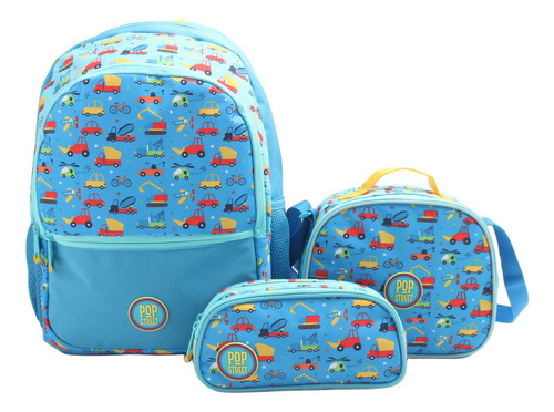 Set Infantil Mochila + Lonchera + Estuche Pop Street Azul