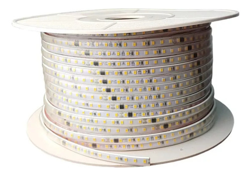 Tira Led 5mts Siliconada Kit + Tecla 220v Mesada Alacena Luz Blanco Cálido