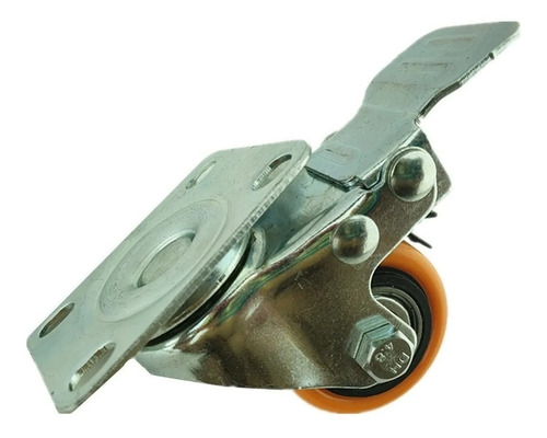Rueda Naranja Giratoria Con Freno 1.5 Pulgadas