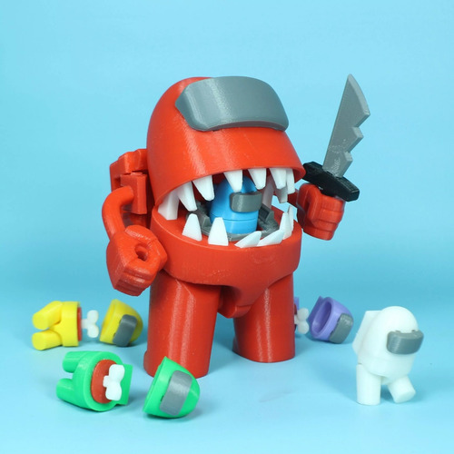 Among Us - Robot Impostor Gigante + 3 Tripulantes